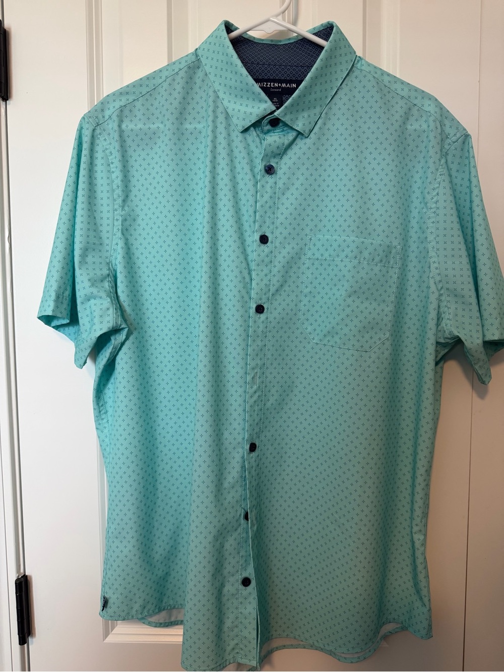 Mizzen+Main Aqua Green Short-Sleeve Button-Down Shirt